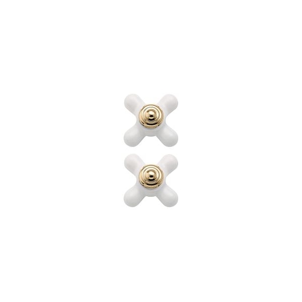 Porcelain/Polished Brass Replacement Handle Knob Insert